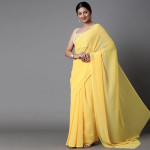 Yellow Solid Pure Georgette Saree