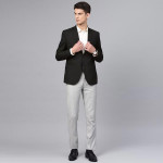 Men Black Slim Fit Solid Single Breasted Formal Blazer